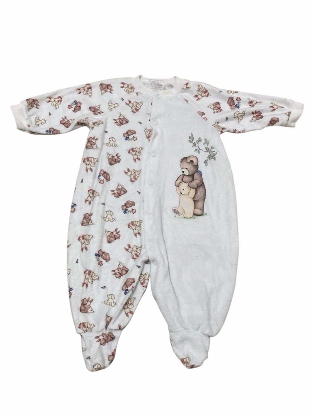 Vintage 90’s Carters Footie Pajamas Infants 3-6M Bears Dogs Cozy Jumpsuit Fall